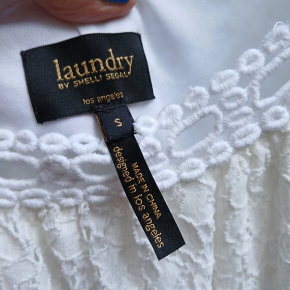 Laundry by Shelli Segal White Eyelet & Lace Babydoll Dress Sz S - Picture 4 of 8